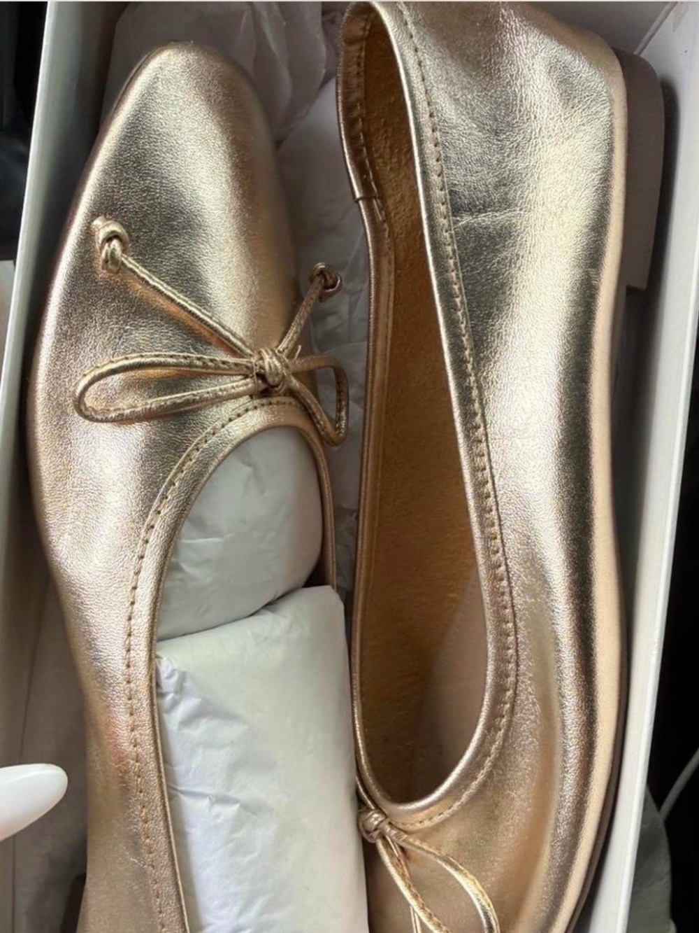 SCHUTZ Metallic Rose Ballet Flats in Gold-Tone